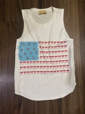 Judith March White Sleeveless Tank with Stars & Bows Graphic